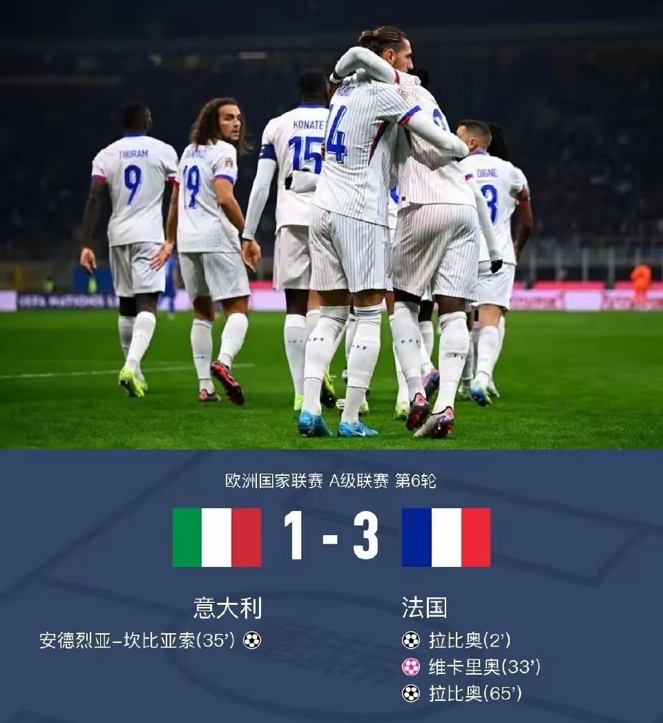 意大利队客场获胜，略有优势